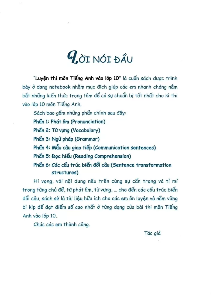 NOTEBOOK LUYỆN THI MÔN TIẾNG ANH VÀO LỚP 10 (Dùng chung cho các bộ SGK hiện hành)